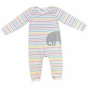 EGG by Susan Lazar Baby Girl Striped Elephant Modal/Cotton Romper- 12 Months